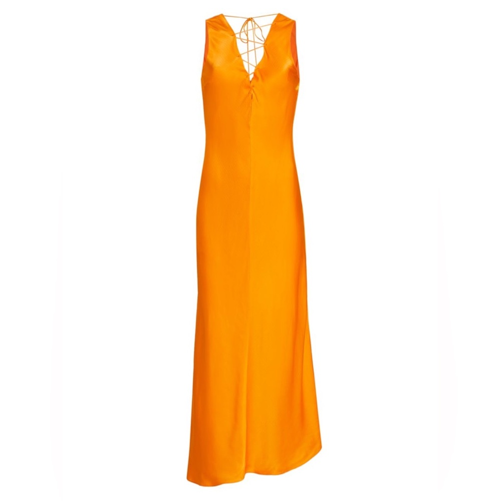 Frame Savannah Lace Up Dress in Tangerine